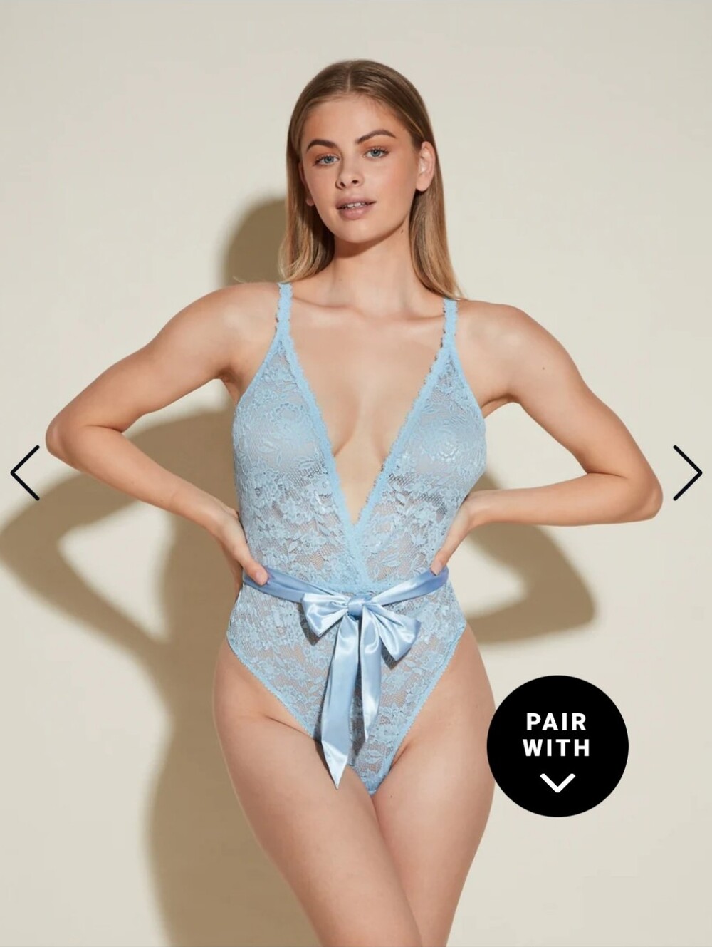NWT Cosabella Never Say Never Tie Me Up Deep v bodysuit Sz M $170